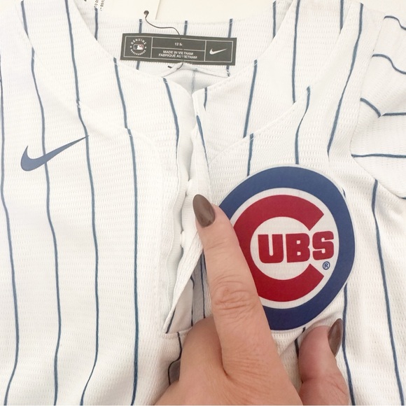 Nike MLB Chicago Cubs Baby Boy Striped Romper Jersey 12M NWT - Picture 3 of 10